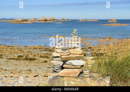 Frankreich, Cotes d'Armor, Cote d'Ajoncs, Pleubian, Pors Scaff Cove, Aufstellungsort der Gouffre Stockfoto