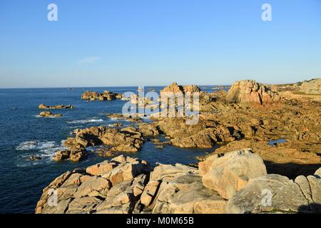 Frankreich, Cotes d'Armor, Cote d'Ajoncs, Pleubian, Pors Scaff Cove Stockfoto