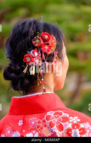 Japan, Insel Honshu, Kansaï region, Kyoto, Frau tragen Kimonos Stockfoto