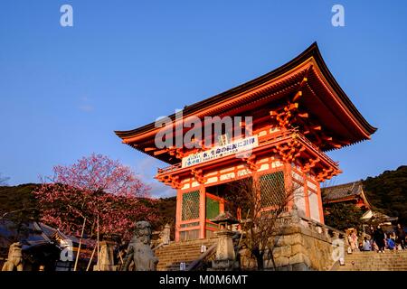 Japan, Insel Honshu, Kansaï region, Kyoto, Kiyomizu-dera Tempel als Weltkulturerbe der UNESCO UNESCO, Nio-Mon gate Stockfoto