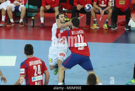 (C) LAURENT LAIRYS/LEMOUSTICPRODUCTION/MAXPPP-à ZAGREB LE 22-01-2018 - CHAMPIONNAT D'EUROPE (MATCH DE POULE) EQUIPE DE SERBIE VS EQUIPE DE FRANCE - ROMAIN LAGARDE Stockfoto