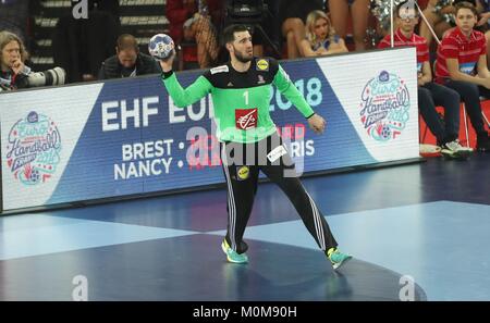 (C) LAURENT LAIRYS/LEMOUSTICPRODUCTION/MAXPPP-à ZAGREB LE 22-01-2018 - CHAMPIONNAT D'EUROPE (MATCH DE POULE) EQUIPE DE SERBIE VS EQUIPE DE FRANCE - Stockfoto