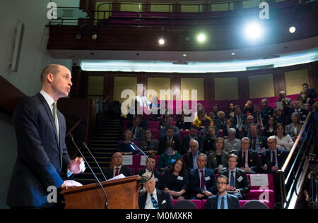 Übertragen der Korrektur Datum, an dem der Herzog von Cambridge liefert seine Rede auf der Charity Commission jährlichen öffentlichen Sitzung an der Royal Institution in London. Stockfoto