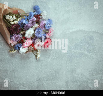 Kornblumen auf blauem Hintergrund mit copy-Raum Stockfoto