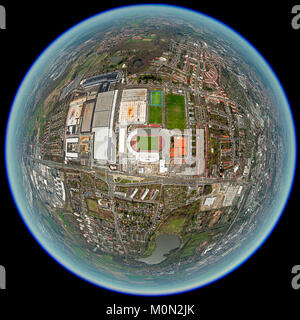 Stadion der Eintracht Braunschweig mit West und Ost Tribüne, die Braunschweiger Turn- und Sportverein Eintracht von 1895 e. V. (BTSV), Fisheye Stockfoto