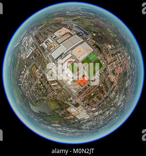 Stadion der Eintracht Braunschweig mit West und Ost Tribüne, die Braunschweiger Turn- und Sportverein Eintracht von 1895 e. V. (BTSV), Fisheye Stockfoto