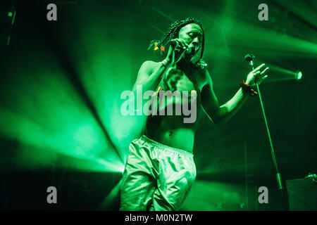 Die amerikanische queer Rapper und Performance Künstler Michael Quattlebaum Jr ist besser durch seine Bühne name Mykki Blanco bekannt und hier führt ein Live Konzert bei den Danish Music festival Roskilde Festival 2013. Dänemark, 05/07 2013. Stockfoto