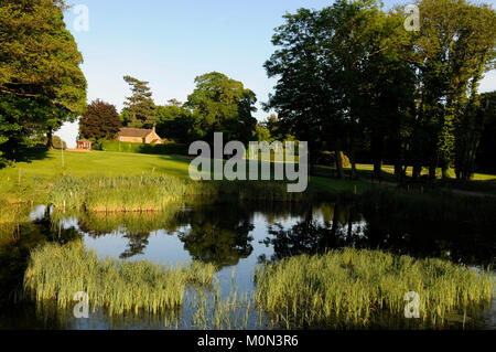 Blick von der 9-Stück über Teich bis 9 Grün auf dem roten Kurs, Frilford Heath Golf Club, Abingdon, Oxfordshire, England Stockfoto