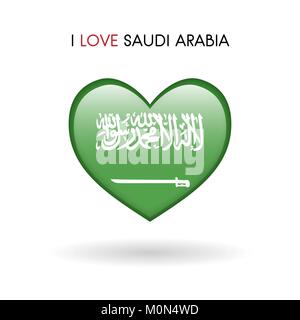 Liebe Saudi-arabien Symbol. Flagge Herz glänzend Symbol vektor Illustration auf grauem Hintergrund eps 10. Stock Vektor