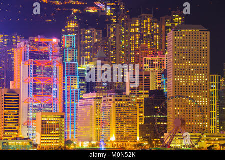 Tolle Aussicht auf Hong Kong Wolkenkratzer, China Stockfoto