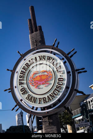 Anmelden, um Eingang von der Fisherman's Wharf, San Francisco, Kalifornien Stockfoto