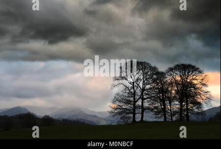 Sonnenuntergang im Lake District Stockfoto