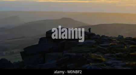 Sonnenuntergang Blick von stanage Edge Stockfoto