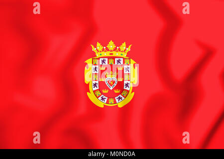 3D Flagge der Stadt Murcia, Spanien. 3D Illustration. Stockfoto