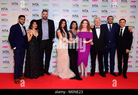 Amir Khan, Shappi Khorsandi, Ian, Lee, Rebekka Vardy, Vanessa Weiß, Jennie Mcalpine, Stanley Johnson, Jamie Lomas und Dennis Kluge am National Television Awards 2018 in der O2 Arena in London statt. Stockfoto