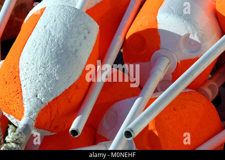 Bojen auf dem Fisch Pier in New Bedford, Massachusetts, USA Stockfoto