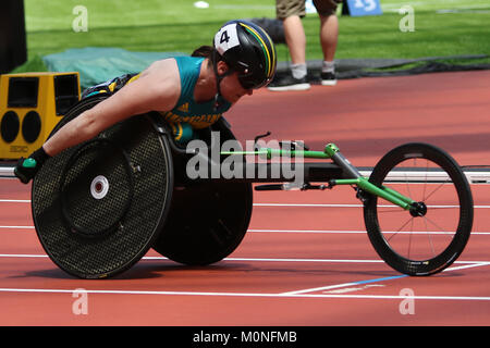 Angela BALLARD von Australien in 400 m T 53 der Frauen heizt auf der Welt Para Meisterschaften in London 2017 Stockfoto