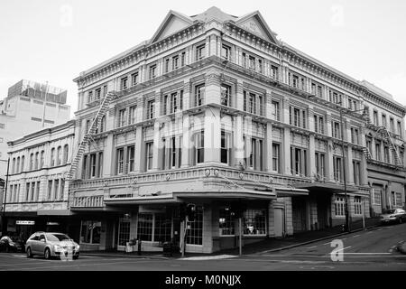 Dunedin, Neuseeland - 29.April 2015. Alte Gebäude in Dunedin, Neuseeland. Dunedin ist eine Stadt in Neuseeland, an der Spitze der Otago Harbour auf der Sab Stockfoto