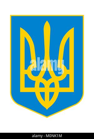 Das kleine Wappen der Ukraine (Tryzub). Diese Auslegung entspricht der Werchowna Rada Entschließung über Wappen der Ukraine. Offiziell angenommen o Stock Vektor