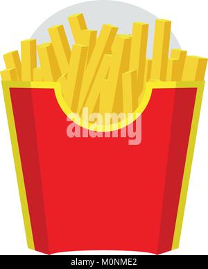 Leere Verpackung für Pommes Frites. Fast Food Symbol. Farbe rot Design. Vektor mit Flach- und Farbe Design. Stock Vektor