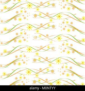 Die nahtlose Vektor florale Muster mit Blätter und Blüten. Im Frühling oder im Sommer Design für Einladung, Hochzeit oder Grußkarten Stock Vektor