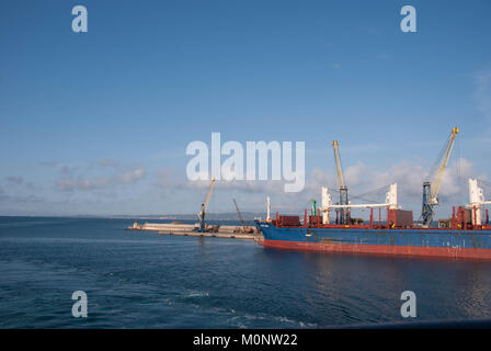 Blick auf den Hafen von Portoscuso, Sardinien - Italien Stockfoto