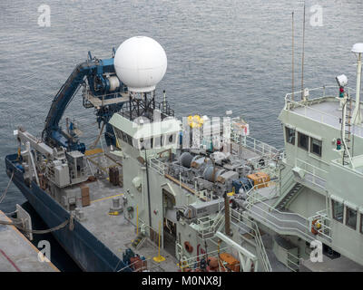 Woods Hole Oceanographic Institut betreibt Forschung Schiff Atlantis im Besitz der US-Marine im Hafen von Manzanillo Mexiko Alvin tauchfähig Stockfoto