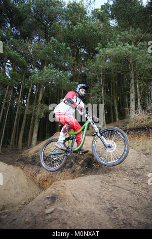 Mountainbiken, Pontypridd, Wales Stockfoto