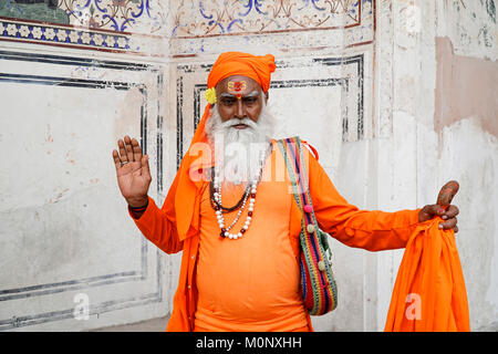 Indische heilige Mann, Sadhu, Jaipur, Indien Stockfoto
