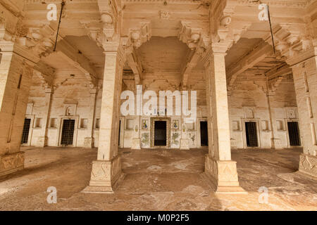 Die atmosphärischen ruiniert Bundi Palace, Rajasthan, Indien Stockfoto