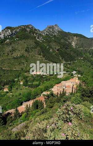 Frankreich, Alpes Maritimes, Sainte Agnes, mit der Bezeichnung der Schönsten Mittelalterlichen Dörfer Frankreichs Stockfoto