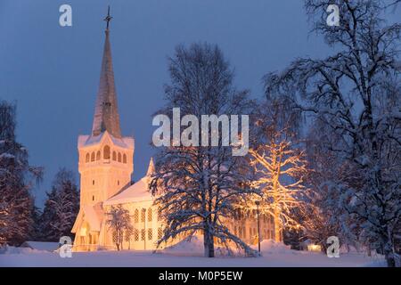 Schweden, Lappland, Region als Weltkulturerbe von der UNESCO, Norrbottens Län, Jokkmokk Kirche aufgeführt im Herzen der Stadt, Hauptstadt der Sami Stockfoto