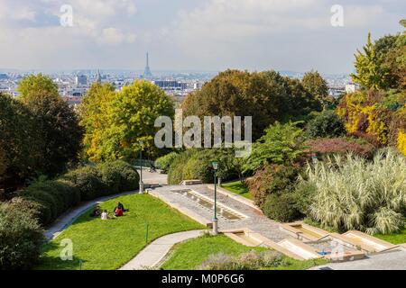 Frankreich, Paris, Blick auf die Belleville Park von Rue des Envierges Stockfoto