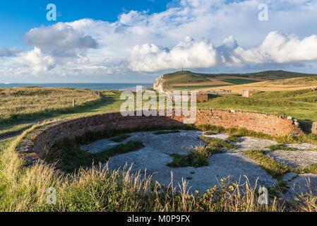 Frankreich, Pas-de-Calais, Opale Küste, Escalles, Cap Blanc Nez ist Teil der Grand Hotel des Deux Caps und der regionale Naturpark Opale Cape und Sümpfe Stockfoto