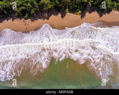 Frankreich, Karibik, Kleine Antillen, Guadeloupe, Basse-Terre, Sainte-Rose, Luftaufnahme auf Cluny Strand (Luftbild) Stockfoto