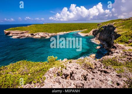 Frankreich, Karibik, Kleine Antillen, Guadeloupe, Grande-Terre, Anse-Bertrand, zerklüftete Landschaft der Porte d'Enfer Stockfoto