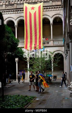 Spanien, Katalonien, Barcelona, Referendum am 1. Oktober 2017,23 rd September, Studenten der Universität von Barcelona besetzen Stockfoto