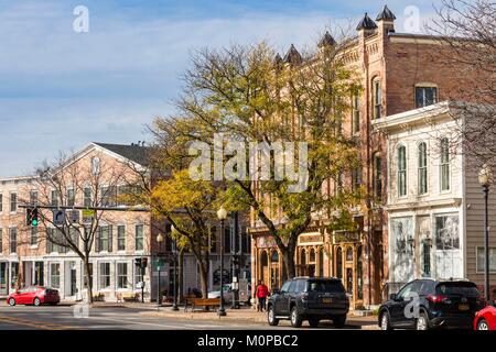 United States, New York, Finger Lakes Region, Skaneateles, mit Blick auf das Dorf Stockfoto