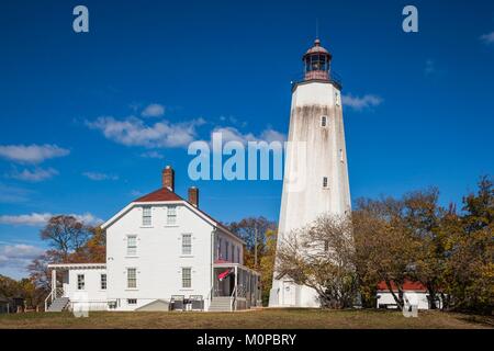 Usa, New Jersey, Sandy Hook, Gateway National Recreation Area, Sandy Hook Lighthouse Stockfoto