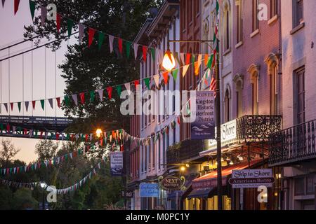 United States, New York, Hudson Valley, Kingston, Rondout Historic District, Dämmerung Stockfoto