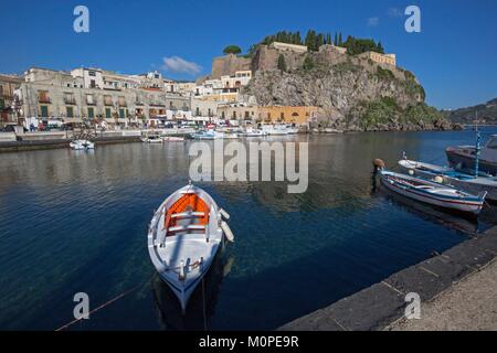 Italien, Sizilien, Liparische Inseln, Insel Lipari, der Hafen Stockfoto