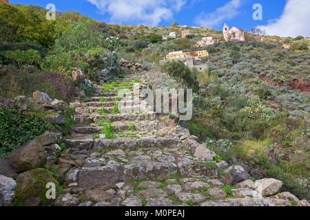 Italien, Sizilien, Liparische Inseln, Insel Alicudi, Stadt Stockfoto