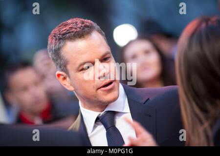 London, UK, 24. September 2015, Matt Damon, Europäische Premiere des "Mars" im Odeon Leicester Square. Mariusz Goslicki/Alamy Stockfoto