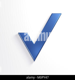 Markierung prüfen. 3D-Blau Machen Abbildung: Stockfoto