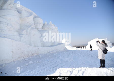 Hohhot, Hohhot, China. 14 Jan, 2018. Hohhot, China - 14. Januar 2018: Eis und Schnee Festival ist in Hohhot, Innere Mongolei im Norden Chinas autonomen Region. Credit: SIPA Asien/ZUMA Draht/Alamy leben Nachrichten Stockfoto