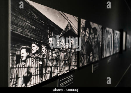 Jerusalem, Israel. 24 Jan, 2018. Kennzeichnung der Internationale Tag des Gedenkens der Opfer des Holocaust gedacht 27. Januar, Yad Vashem Holocaust Museum in Jerusalem eröffnet eine neue Ausstellung mit dem Titel blinkt der Erinnerung - Fotografie während des Holocaust mit rund 1.500 Fotos und 13 Filme während des Holocaust, sowie original Zeitungsausschnitte, Alben, Tagebücher, und eine Reihe von ursprünglichen Kameras aus dieser Zeit. Credit: Nir Alon/Alamy leben Nachrichten Stockfoto