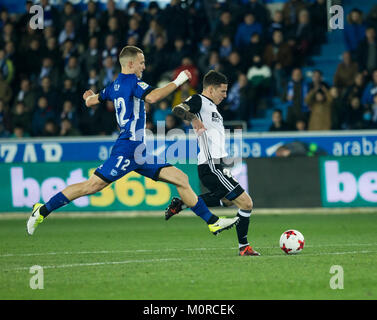 Vitoria, Spanien. 24 Jan, 2018. (22) Santiago Mina Ziel während der spanischen Copa del Rey 2017-2018 Fußball Match zwischen Alaves und Valencia C.F am Mendizorroza Stadium, in Vitoria, Nordspanien, Mittwoch, Januar, 24, 2018. Credit: Gtres Información más Comuniación auf Linie, S.L./Alamy leben Nachrichten Stockfoto