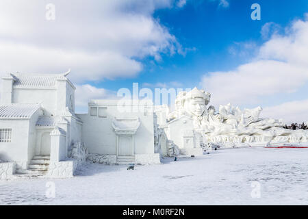 Harbin, China - Februar 2013: Schnee Skulpturen im 25. China Harbin Sun Island International Schnee Skulptur Kunst Expo. In der Stadt Harbin, Heil entfernt Stockfoto