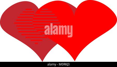 Zwei Herzen zum Valentinstag design Gratulation logo Stock Vektor
