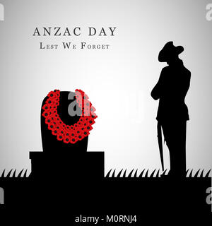 Illustration des Anzac Day Hintergrunds. Der Anzac Day ist ein nationaler Gedenktag in Australien und Neuseeland Stockfoto